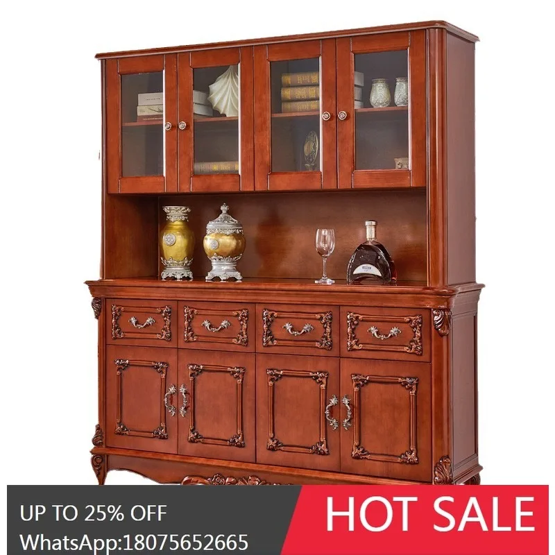 MJY European Style Solid Wood Sideboard Long Cabinet American Style TV Bookcase Storage Cabinet