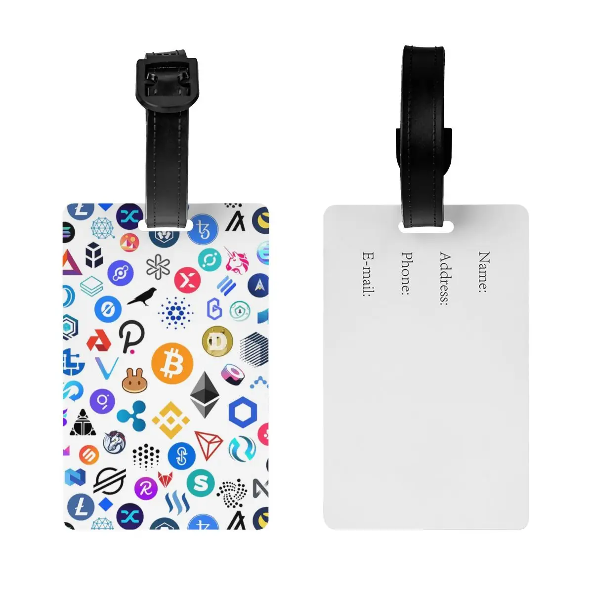 Custom Cryptocurrency Altcoin Blockchain Symbol Luggage Tag  Bitcoin Privacy Cover ID Label for Travel Bag Suitcase