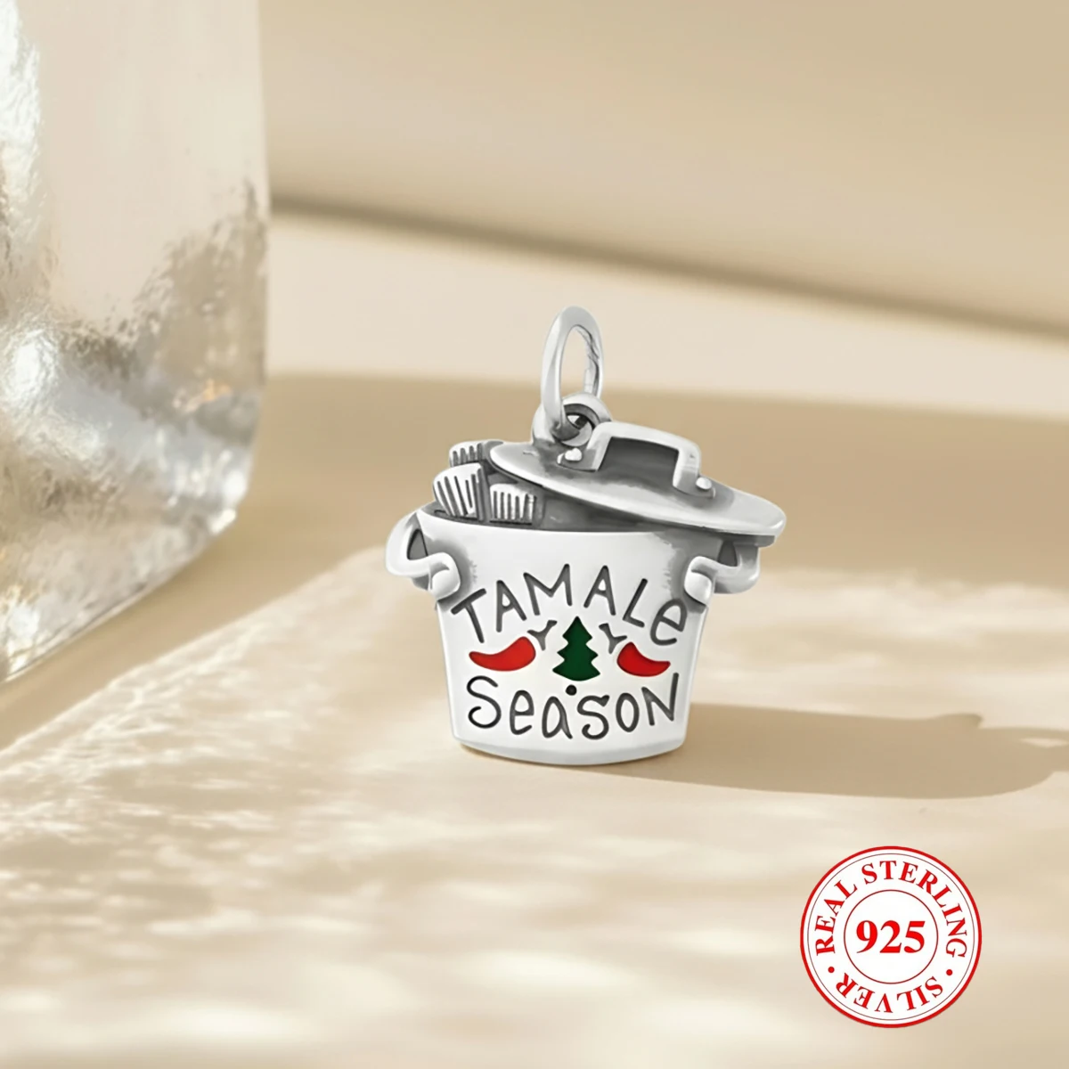 

1pc S925 sterling silver Condiment bottle Pendant, Unique and Retro style DIY pendant , for daily, party, and banquet decoration