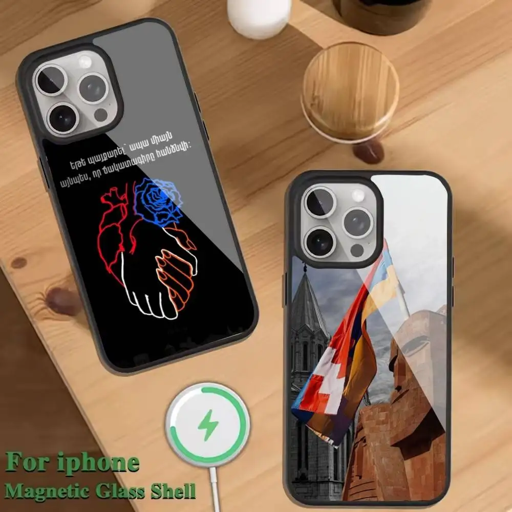 

Armenia Flag Passport ART Phone Case For Magnetic Wireless Charge Cover For iphone 16 15 14 13 12 11 Pro Max Plus Coque