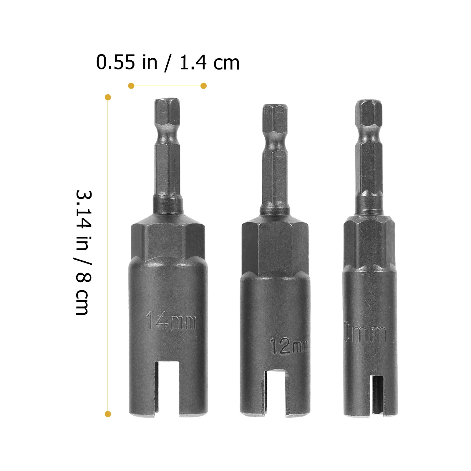 3pcs Wing Nut Driver Bit Set for 10mm 12mm 14mm Hex Nuts Slot Socket Bit Durable Rust Proof Wrench Tool