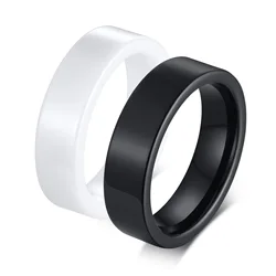 6mm Ceramic Rings for Women Smooth Pink Black White Rings Elegant Top Quality Engagement Jewelry Gift Size 7 8 9 10 Ring Men