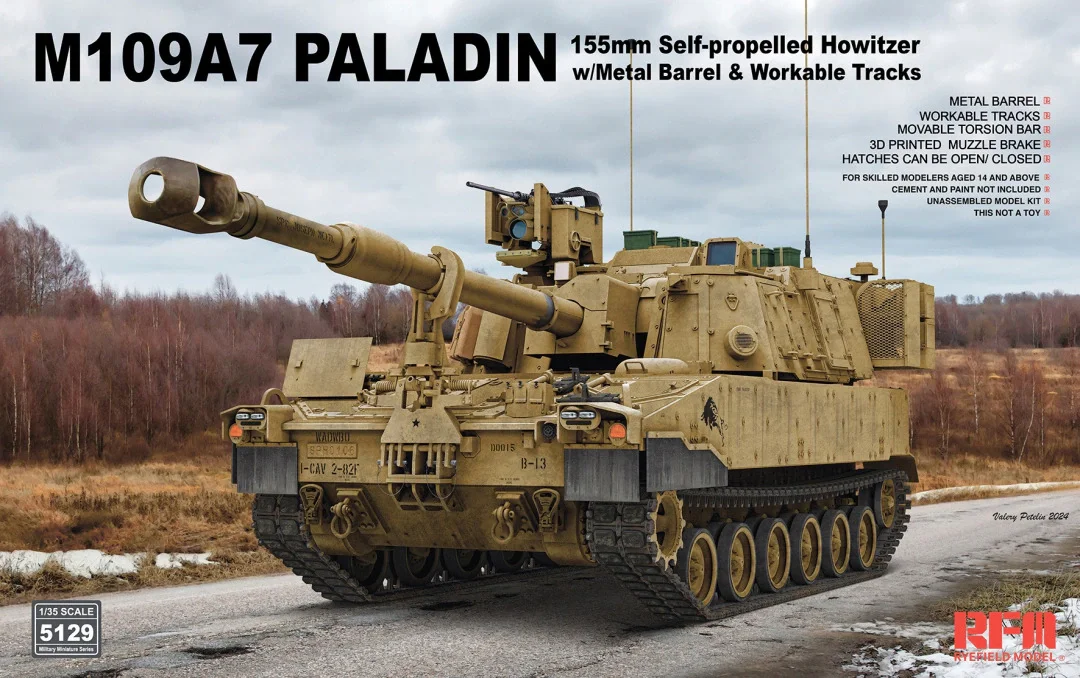 Kit de modelo de montagem de modelo Ryefield RM-5129 M109A7 Paladin Obús automotor 1/35