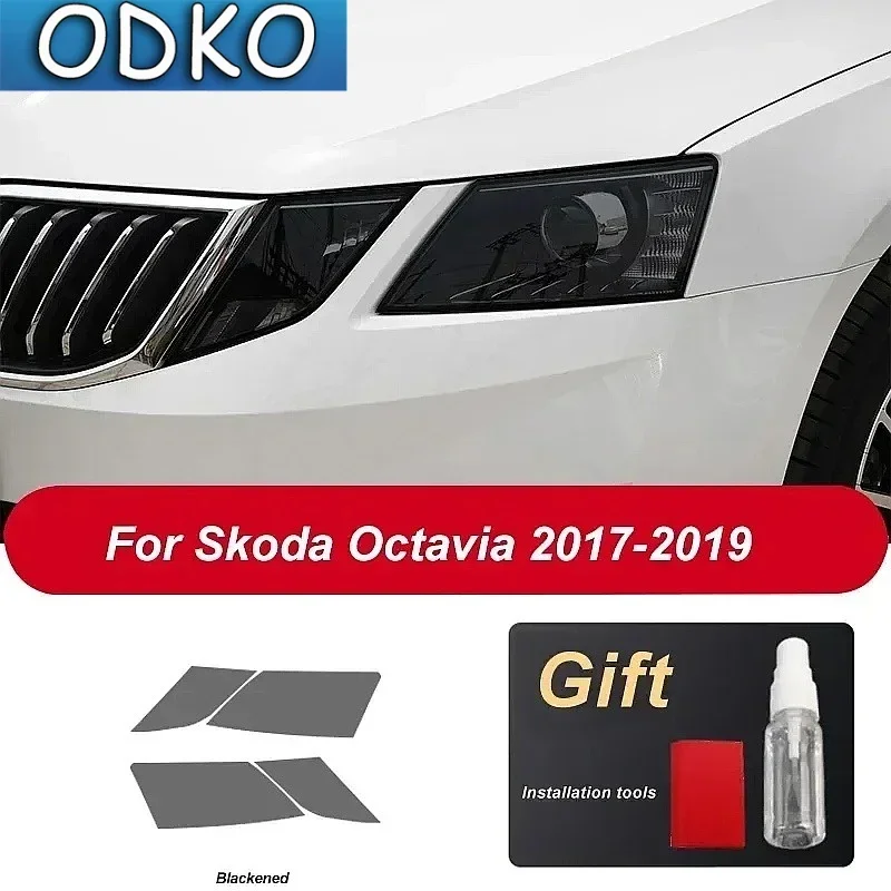 Car Headlight Protective Film Headlamp Restoration Transparent Black TPU Sticker For Skoda Octavia 2017 2018 2019 Accessories