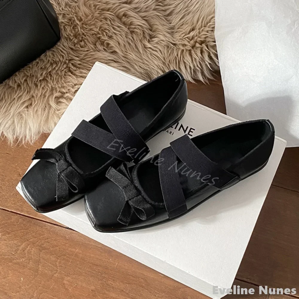 

Женские балетки с квадратным носком и мелким бантом, однотонные туфли Мэри Джейн на резинке на липучке, новый модный дизайн, милые женские туфли