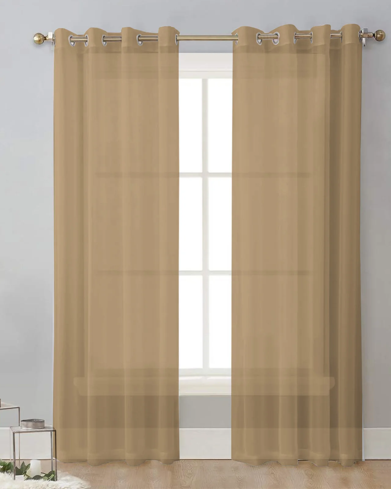 Solid Color Khaki Sheer Tulle Curtain Children Bedroom Curtains Living Room Window Treatment Voile Drape