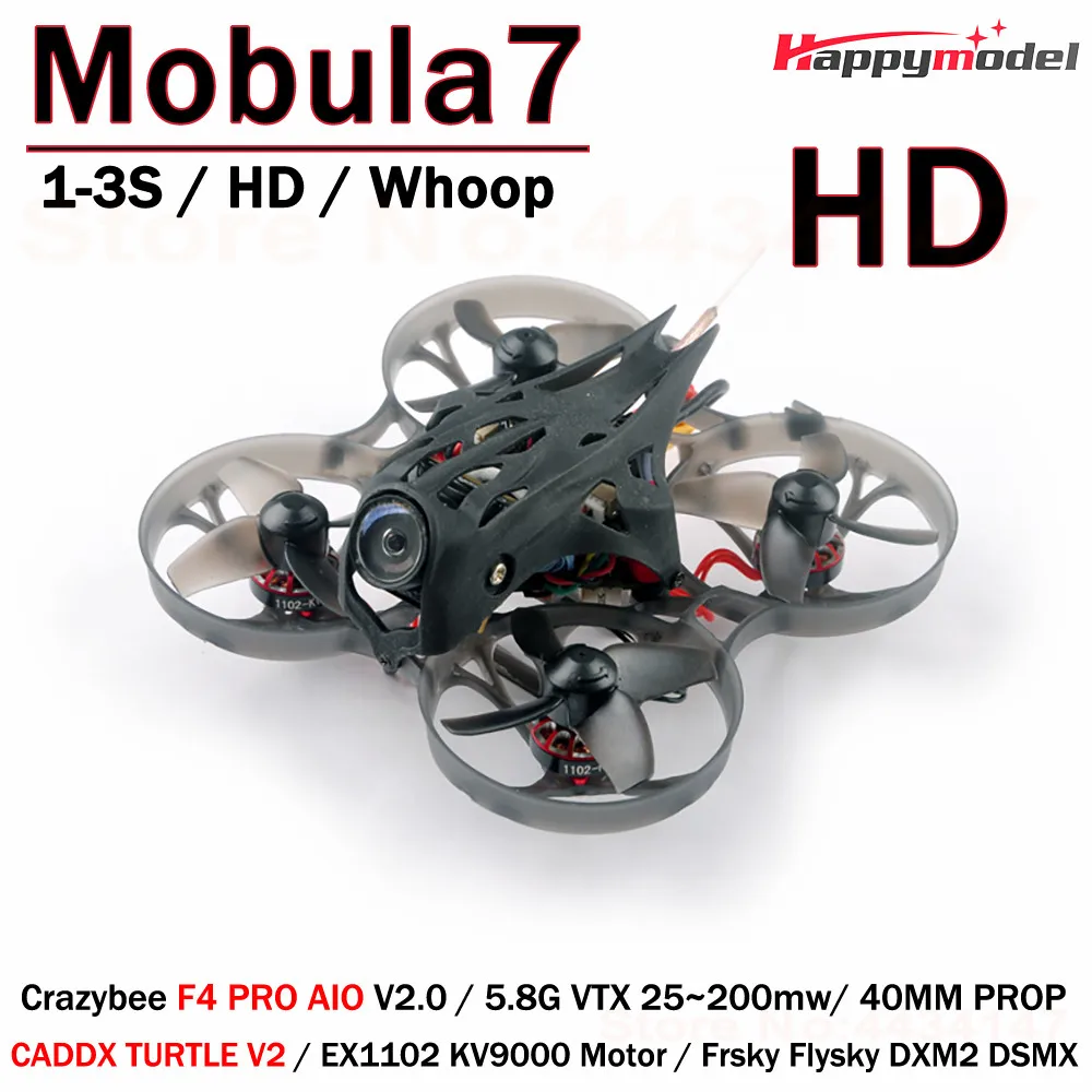 

HappyModel Mobula7 HD 1-3S Crazybee F4 PRO V2.0 AIO FC Caddx turtle V2 OPENVTX 25~200mw EX 1102 KV9000 1-3S 75mm FPV Tinywhoop