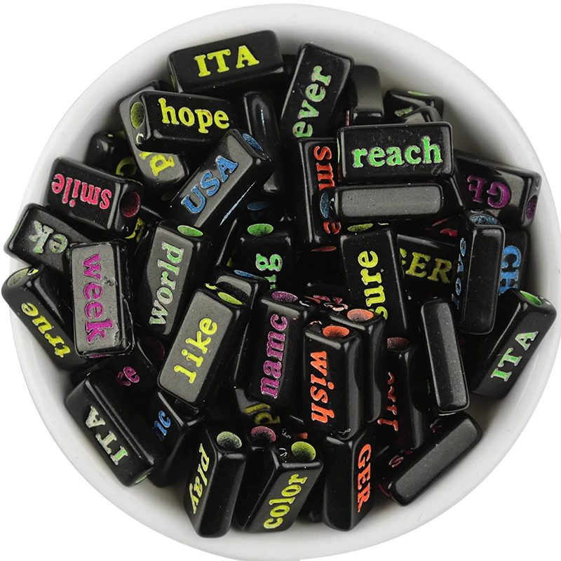 38-50 Stück/Lot Rechteckige Buchstabenperlen Acrylperlen Quadratische Lose Abstandsperlen für Schmuckherstellung Handgemachtes Armband Halskette – Detail 10
