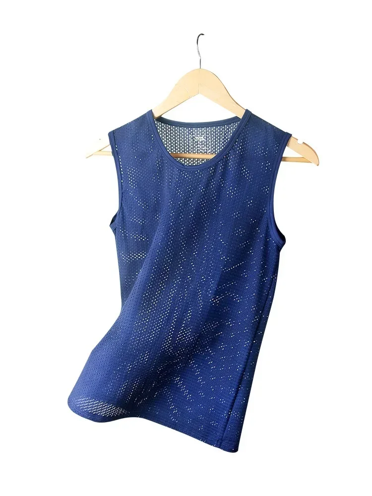 

5PCS Men's ice silk breathable vest, cool and quick-drying in summer, super comfortable for sports and fitness