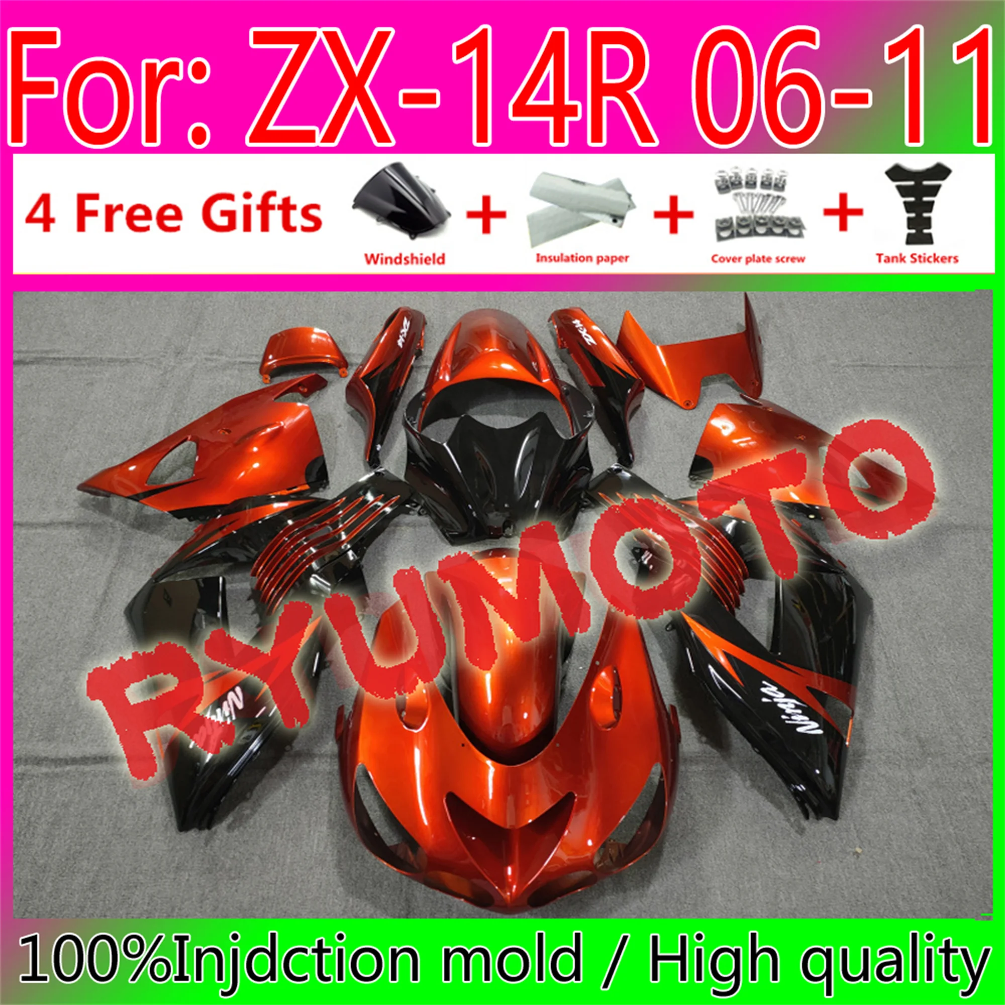 

Motorcycle ABS Bodywork Fairings For Kawasaki ZX14R 06 07 08 09 10 11 ZZ-R1400 ZX-14R 2006 2009 2011 Fairing