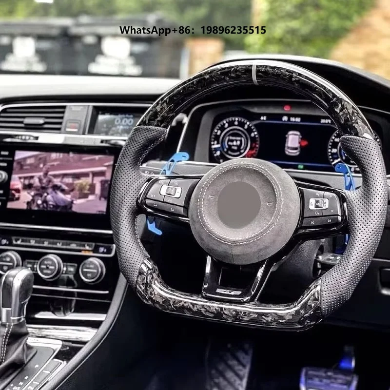 Factory-direct SaleIforged Black Carbon-fiber Gold-thread Steering Wheel Customization China No Spokes