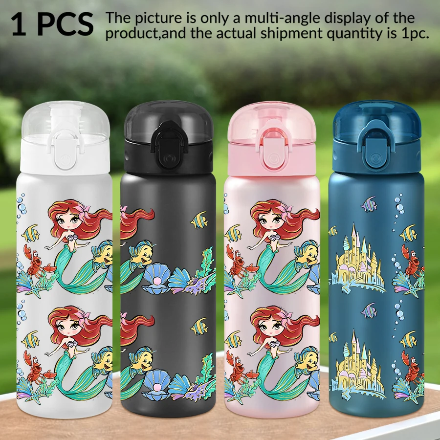 

1 шт., пластиковая бутылка для воды Disney, Русалка, замок, 26 унций, спортивная чашка для воды с подъемной веревкой, подарок на день рождения/зад в школу