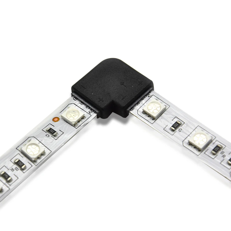 5pcs 4 pin LED Connector L Shape For connecting corner right angle 10mm 5050 LED Non-waterproof Strip Light RGB Color