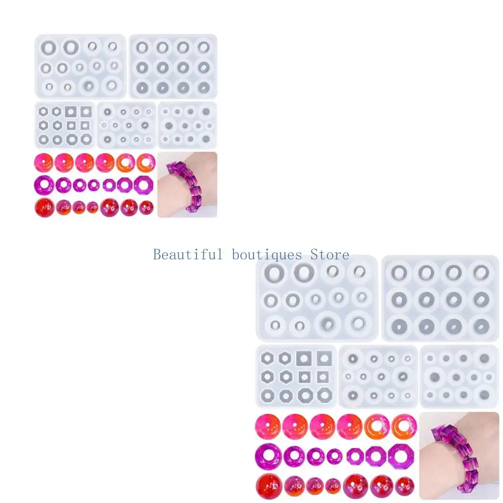 U4LF Flexible Silicone Molds For Resin Gemstones Crafting With Sphere Cubes Oval Cavities