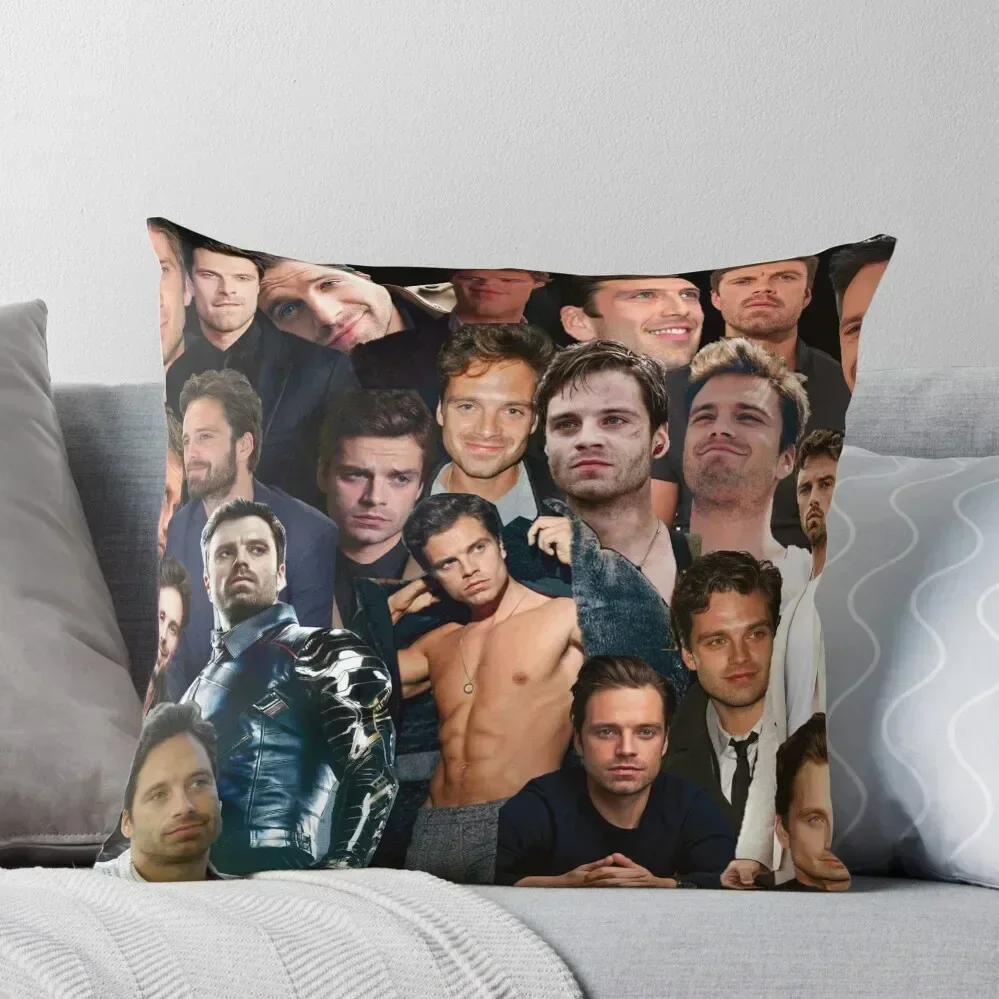 Sebastian Stan Collage Throw Pillow Cushion Cover Luxury Decorative Cushions For Luxury Sofa Christmas Covers pillow