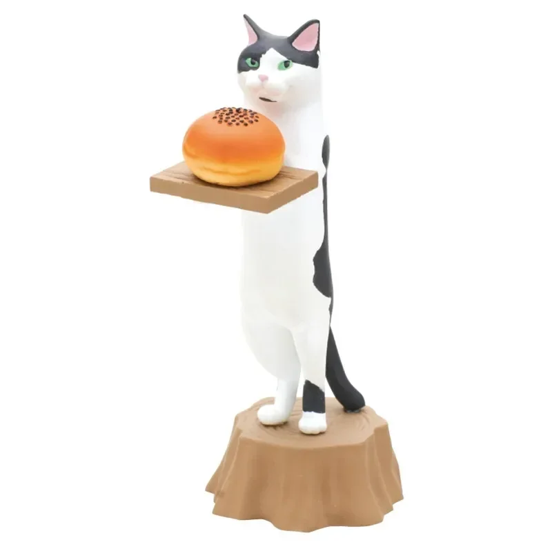 Kitan club original gashapon cápsula brinquedos figura kawaii bonito gato garçom pão casa comida estatueta animal em miniatura anime decoração