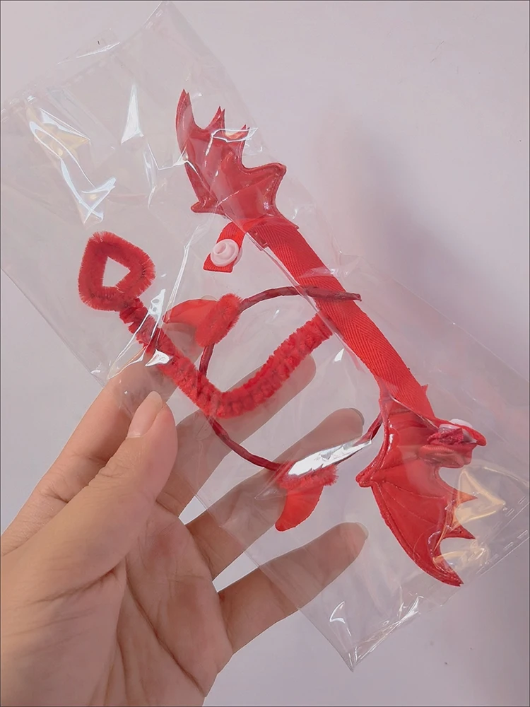 Labubu Clothes Accessory Red Wings Doll Clothes Red Dress Cute Set Diy Changing Wings With Hair Hoop Gifts Fashion Decoration