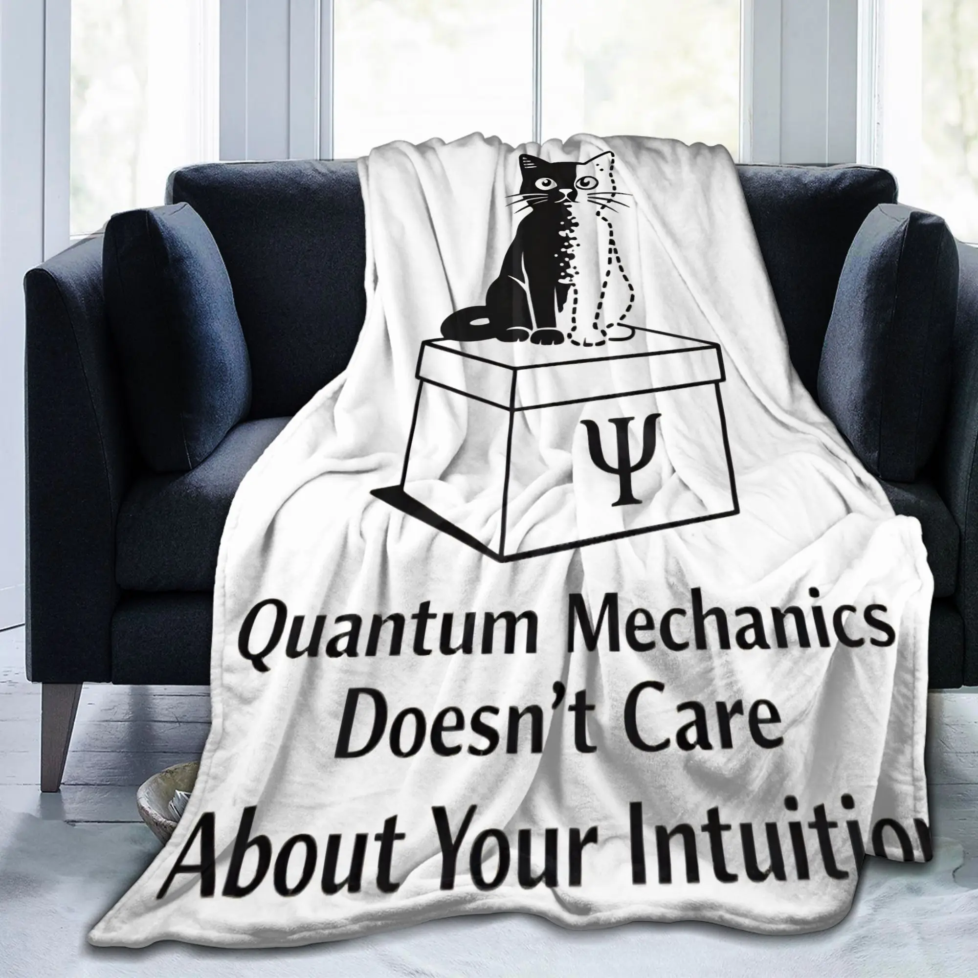 Mantas de Lana con Diseño de la Gata de Schrödinger, Decoración Textil, Mecánica Cuántica, Mantas Suaves y Transpirables para Cama