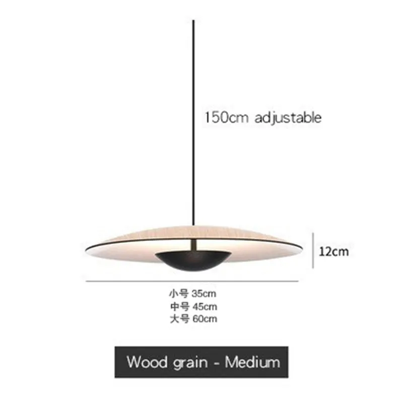 Nordic Design Led Pendant Lights Wood Grain Black For Dining Table Room Kitchen Hanging Lamp Fixture Home Decor Lighting Lusters
