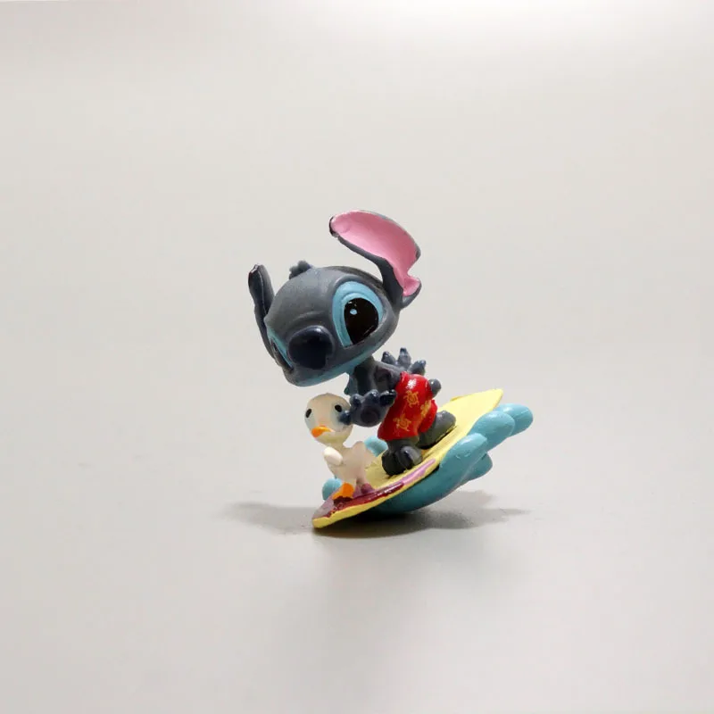 ディズニーミニステッチリロ & スティッチアクションフィギュアモデル装飾品人形マイクロ風景ハンバーガーホットドッグ車の装飾ギフト