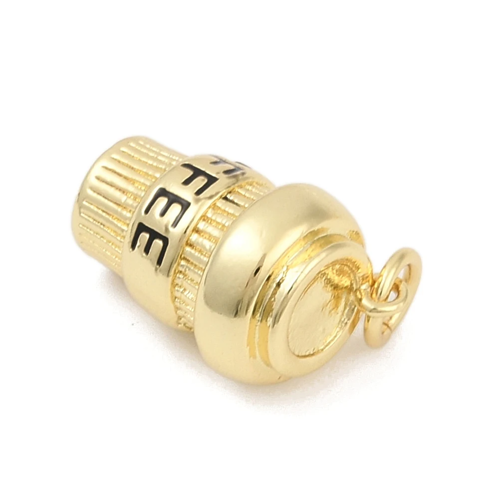 10Pcs Brass Enamel Pendants, with Jump Ring, Coffee Cup Charms, Rack Plating, Cadmium Free & Lead Free, Lasting Plated