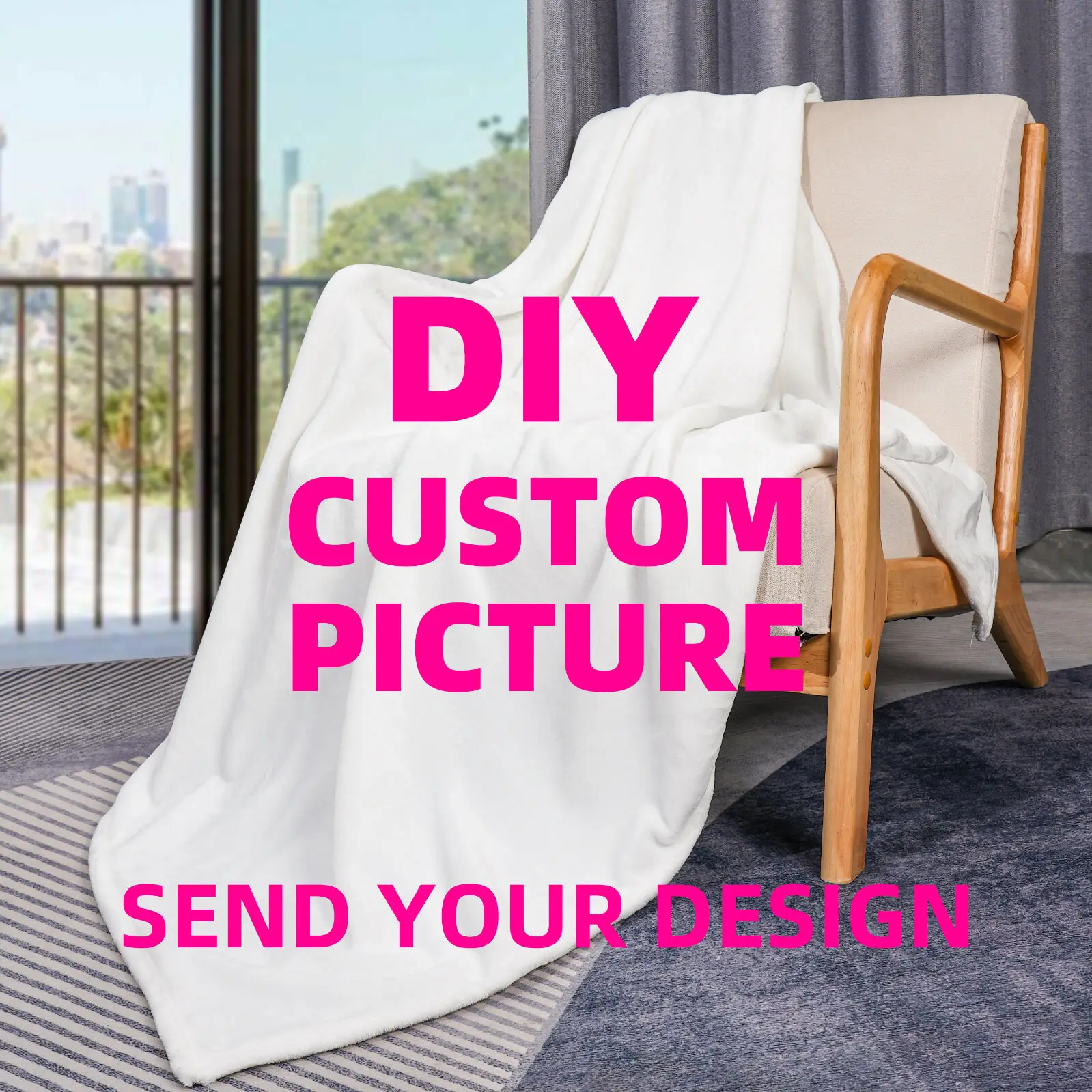 

1pc Custom Blanket With Photo Text, Personalized Blanket Custom Throw Blanket, Custom Gift Blanket For Family, Friends