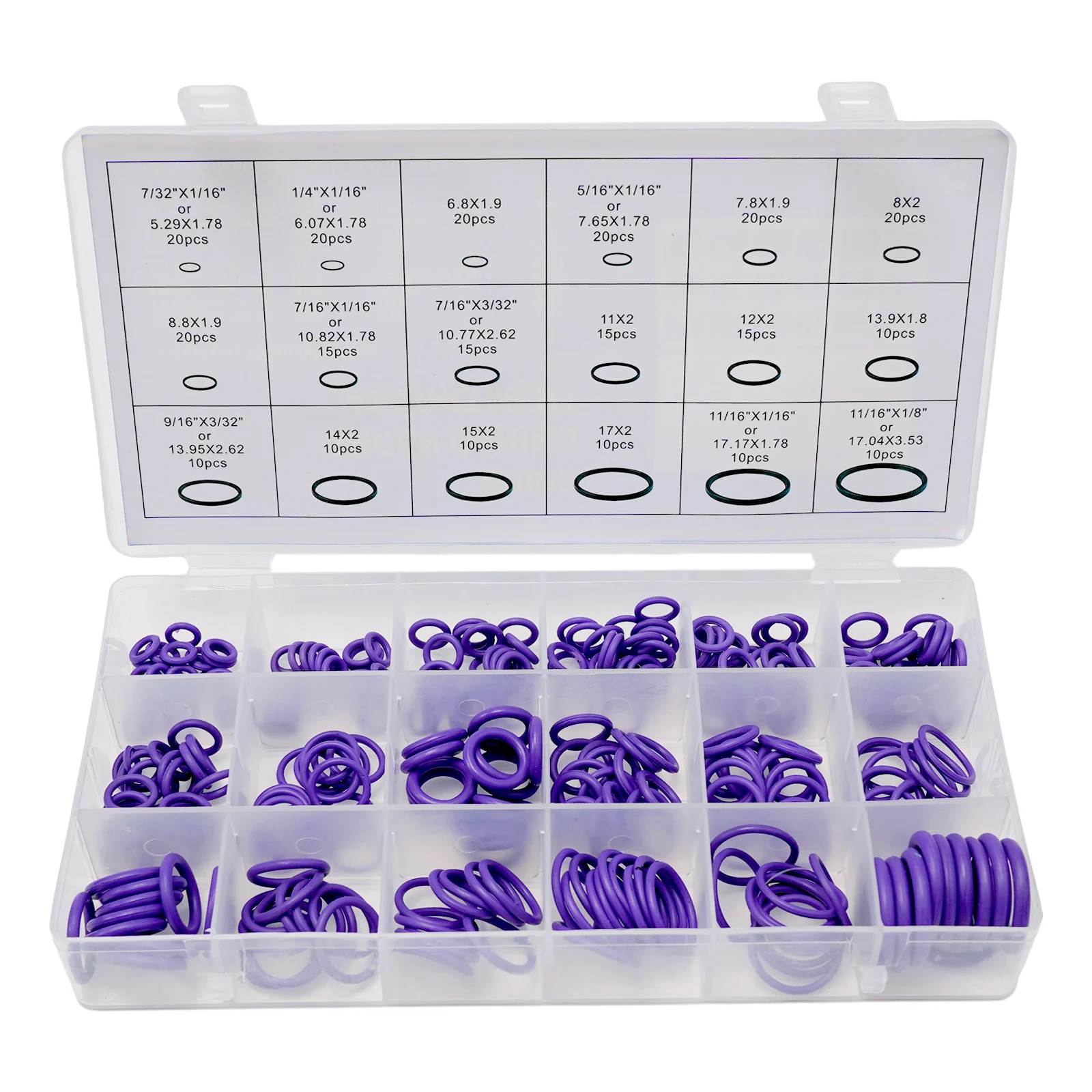 Air Conditioning Part O-Ring Washer 18 Size 270PCS High-temperature Resistant Repair Kit Rubber Repair Kit Washer Fluid Repair