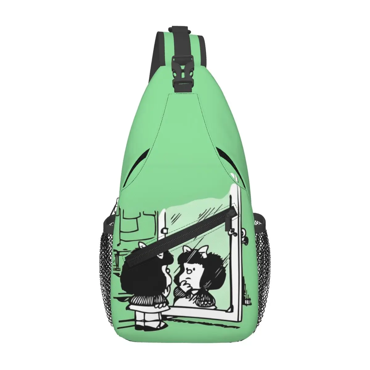 

Custom Anime Mafalda Shoulder Crossbody Chest Backpack Shoulder Chest Bags Sling Bag Hiking Cartoon Quino Manga Bags