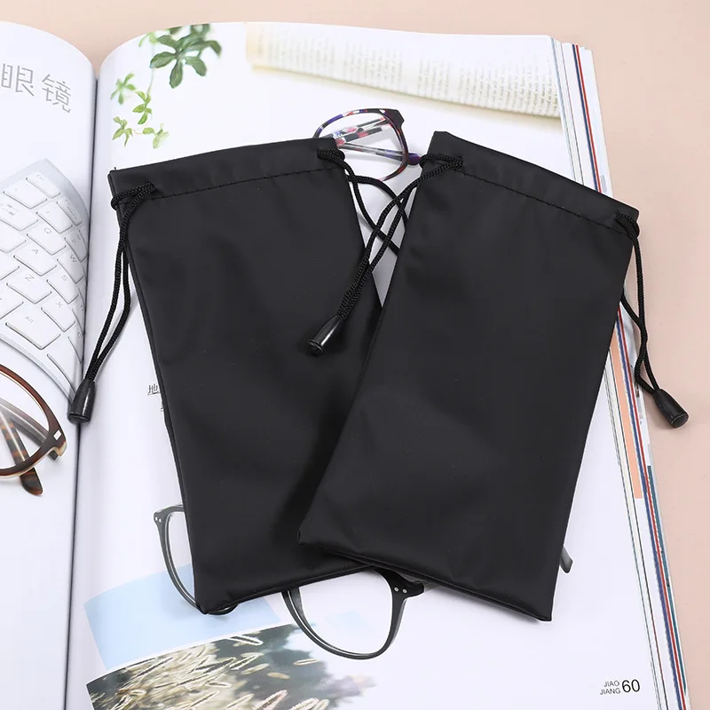 New Black PU Glasses Bag Sunglasses Glasses Box Cloth Bag Glasses Bag Bundle Pocket Ultra Lightweight Portable Storage Artifact