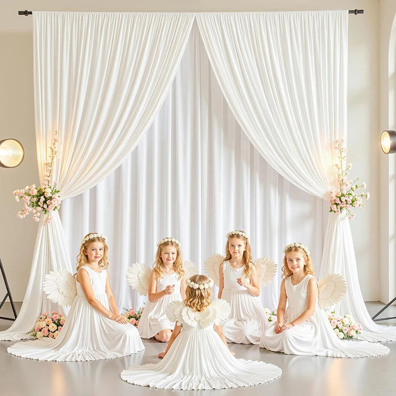 Weiße Hintergrundvorhänge für Hochzeit, Hintergrund, Drapierung, Polyester, Dekoration, Fotografie, Babyparty, Geburtstag, Verdunkelungsvorhang
