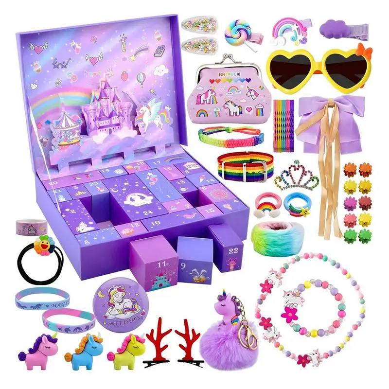 Caja de calendario de adviento de Navidad para niñas, Kit de accesorios de joyería de princesa, juguetes de simulación de Casa de juego, regalos de Navidad, 24 piezas, 2024