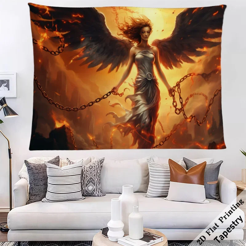 Epic Angel Goddess Fantasy Tapestry Wall Hanging Mythological Dark Art Decor Print
