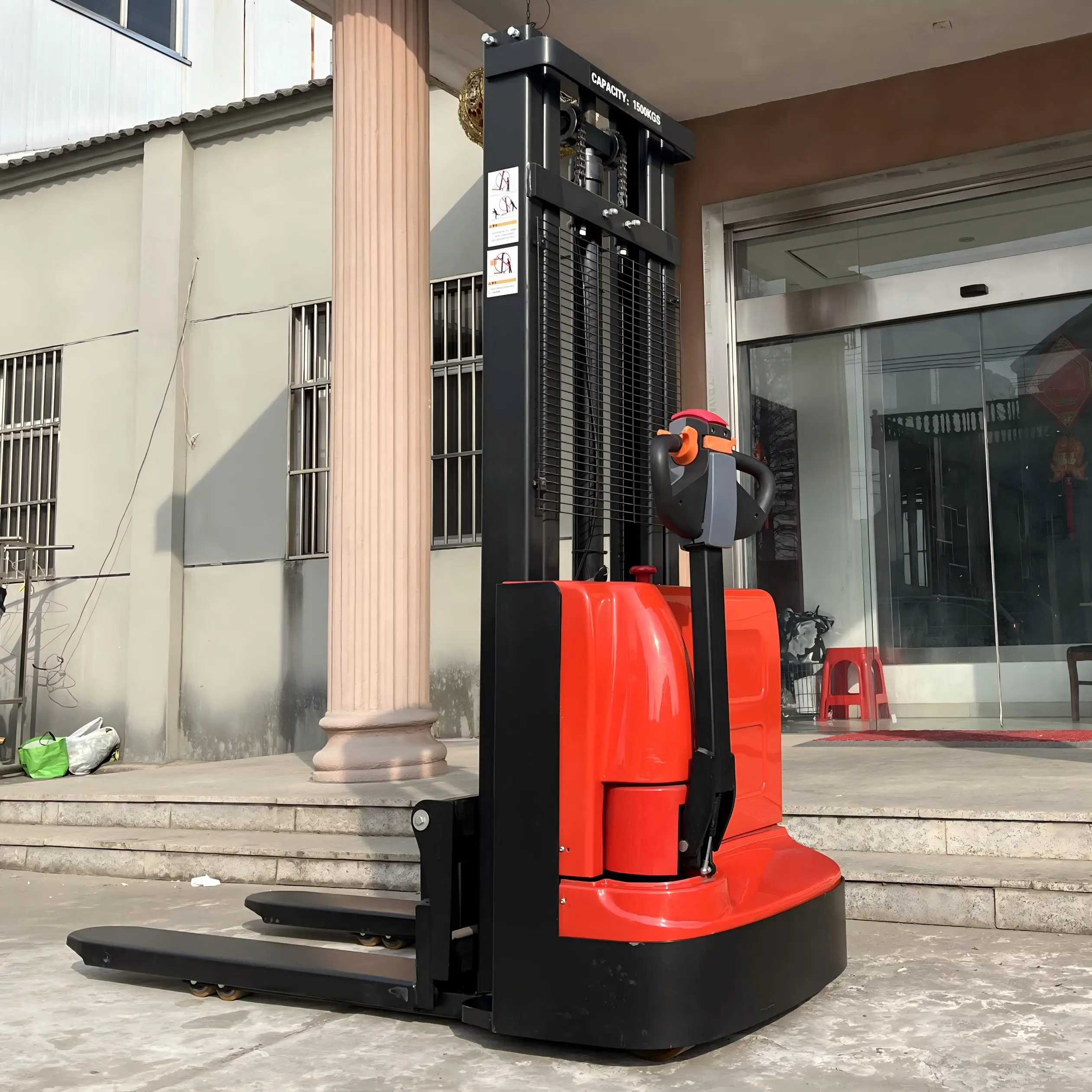 Full pedestrian electric stacker 1500 kg 3500 mm, CE certified, suitable for a variety of scenarios