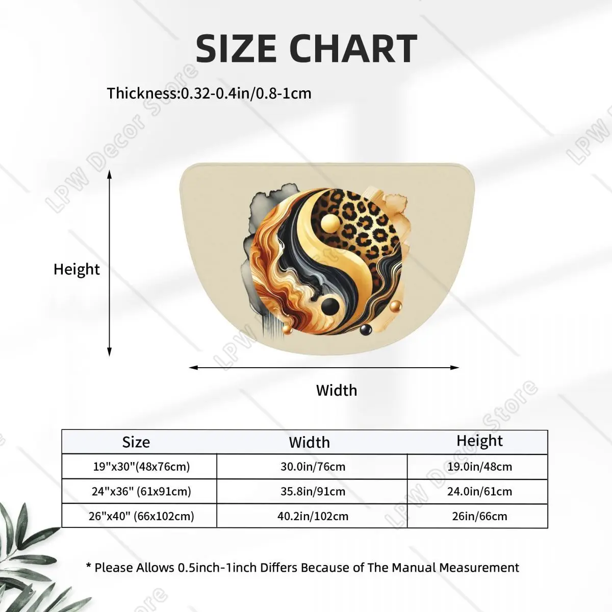 Leopard Yin Yang Luxury Gold Marble Balance Design Soft Flannel Half Round Doormat Non Slip Bathroom Mat Absorbent Floor Carpet