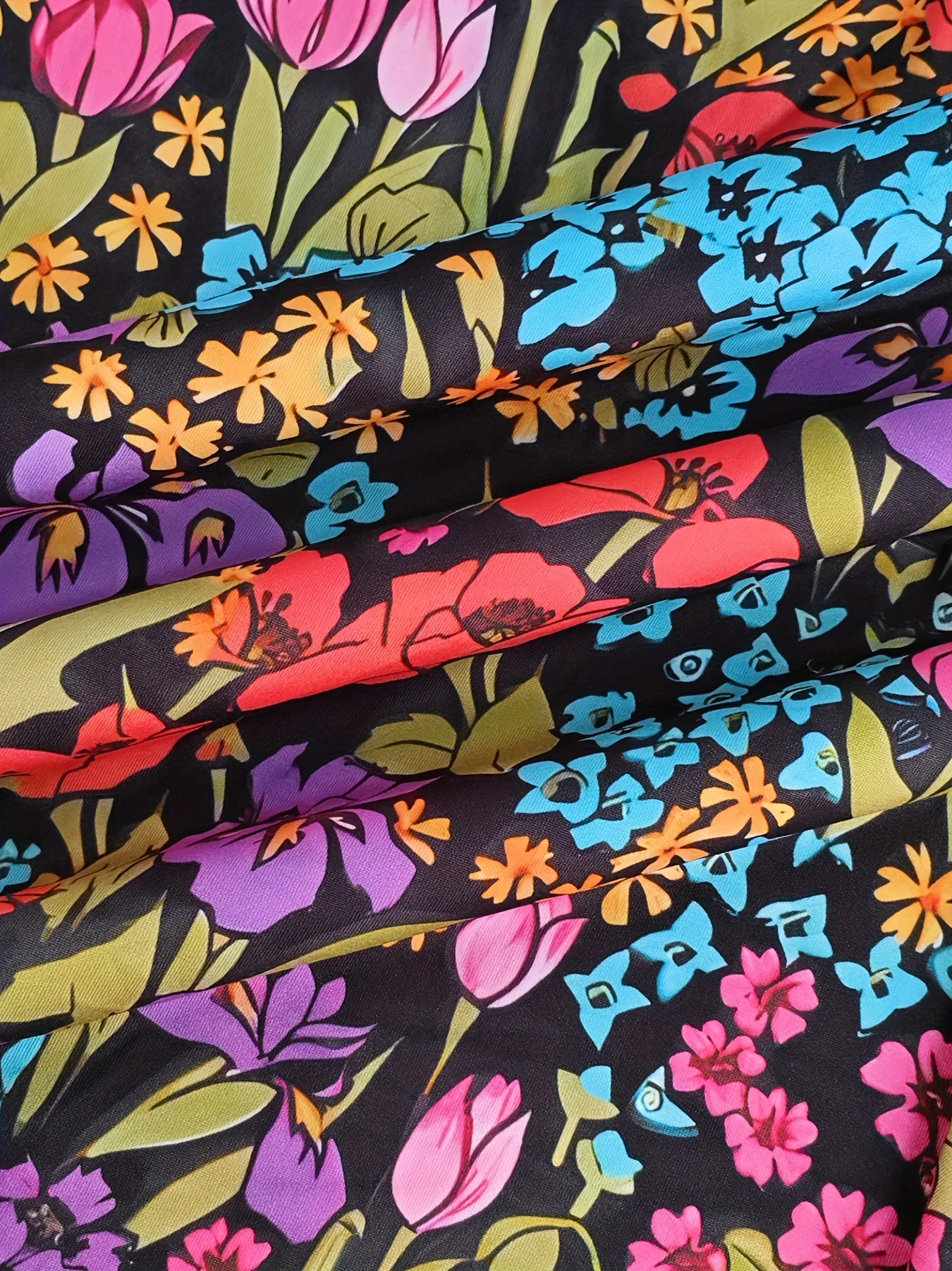 تنورة Luxy Trio Plus مقاس كبير أنيقة بطبعة زهور - متوسطة التمدد، ملابس لجميع المواسم