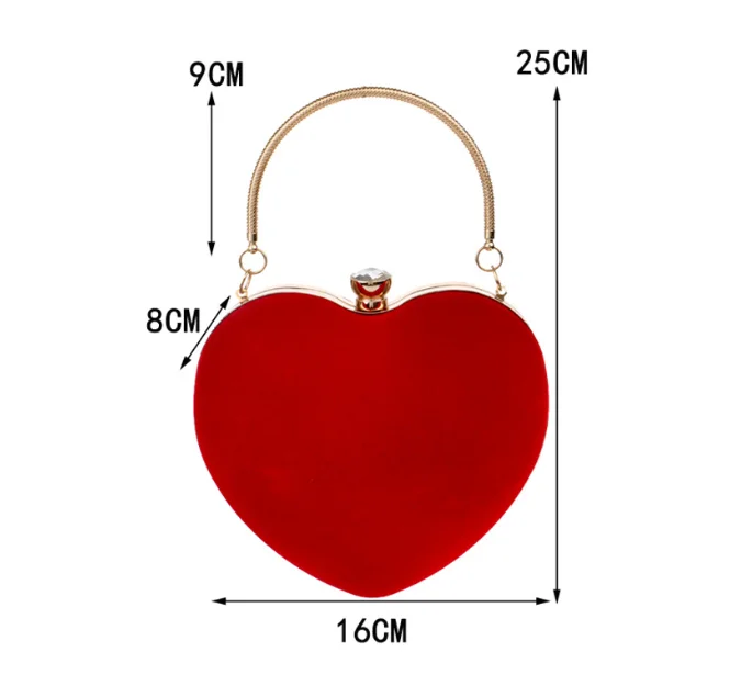 Exquisite herzförmige Abendtasche, modisches, vielseitiges Accessoire für Hochzeitskleider, elegante Handtasche für Tanzpartys, grenzübergreifend. – Detail 8