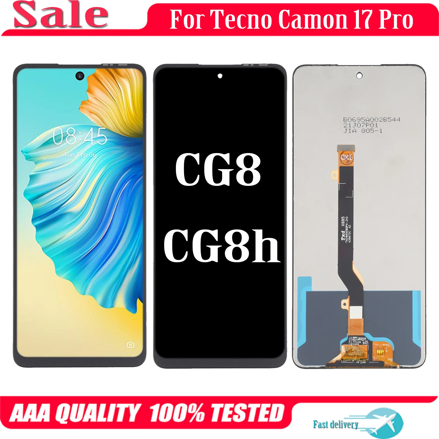 

6.8'' For Tecno Camon 17 Pro 17Pro CG8 CG8h LCD Display Touch Screen Digiziter Assembly For Tecno Camon17Pro LCD