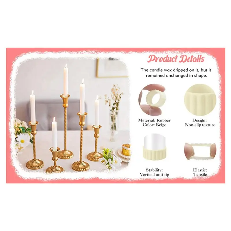 ABVG-Rubber Candle Grippers Non-Slip Candle Holder Adapter Drip Protectors Vertical-Fixing Silicone Rings 90 Pcs
