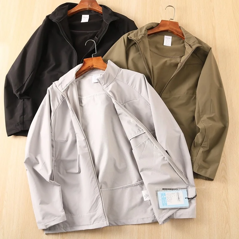 

Strength Windproof Twill Fabric Men's Spring Outdoor Waterproof Casual Stand Collar Jaet Coat Trendy Long Sve Regular Fit