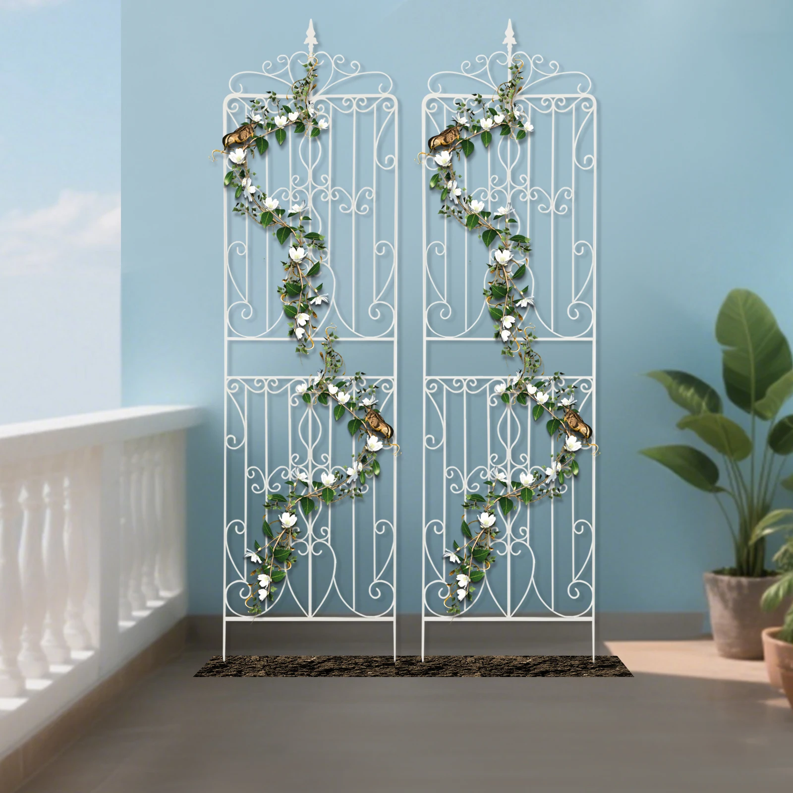 

Garden Trellises Iron Garden Trellis Scratch-Resistan 2 PCs Trellises Exquisite Patterns for Yard/Garden/Patio/Lawn Space-saving