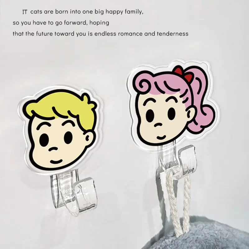 Harada Osamu Cartoon Transparent Acrylic Strong Adhesive Hook Non Punching Anime Wall Adhesive Hook  Girl Dormitory Decoration