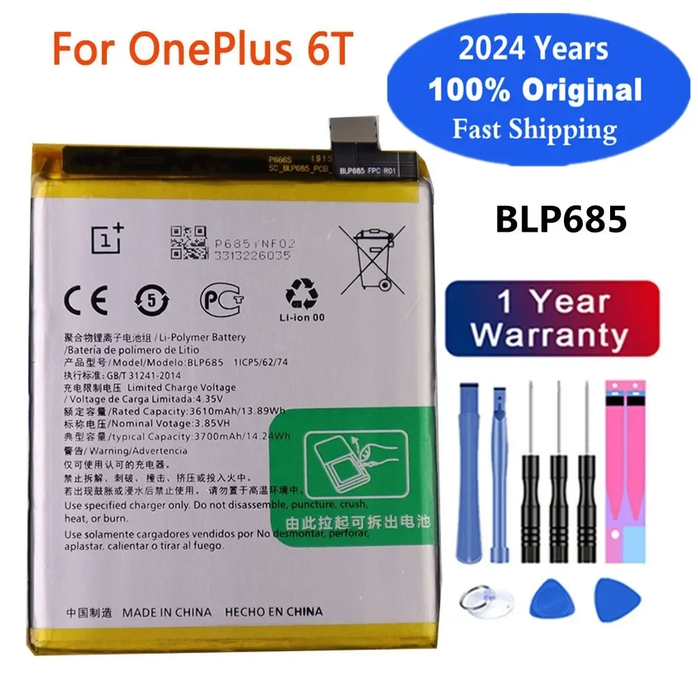 2024 Years BLP685 3700mAh One Plus Original Battery For 1+ OnePlus 6T 7 A6010 Smart Mobile Phone Battery Bateria Batteries