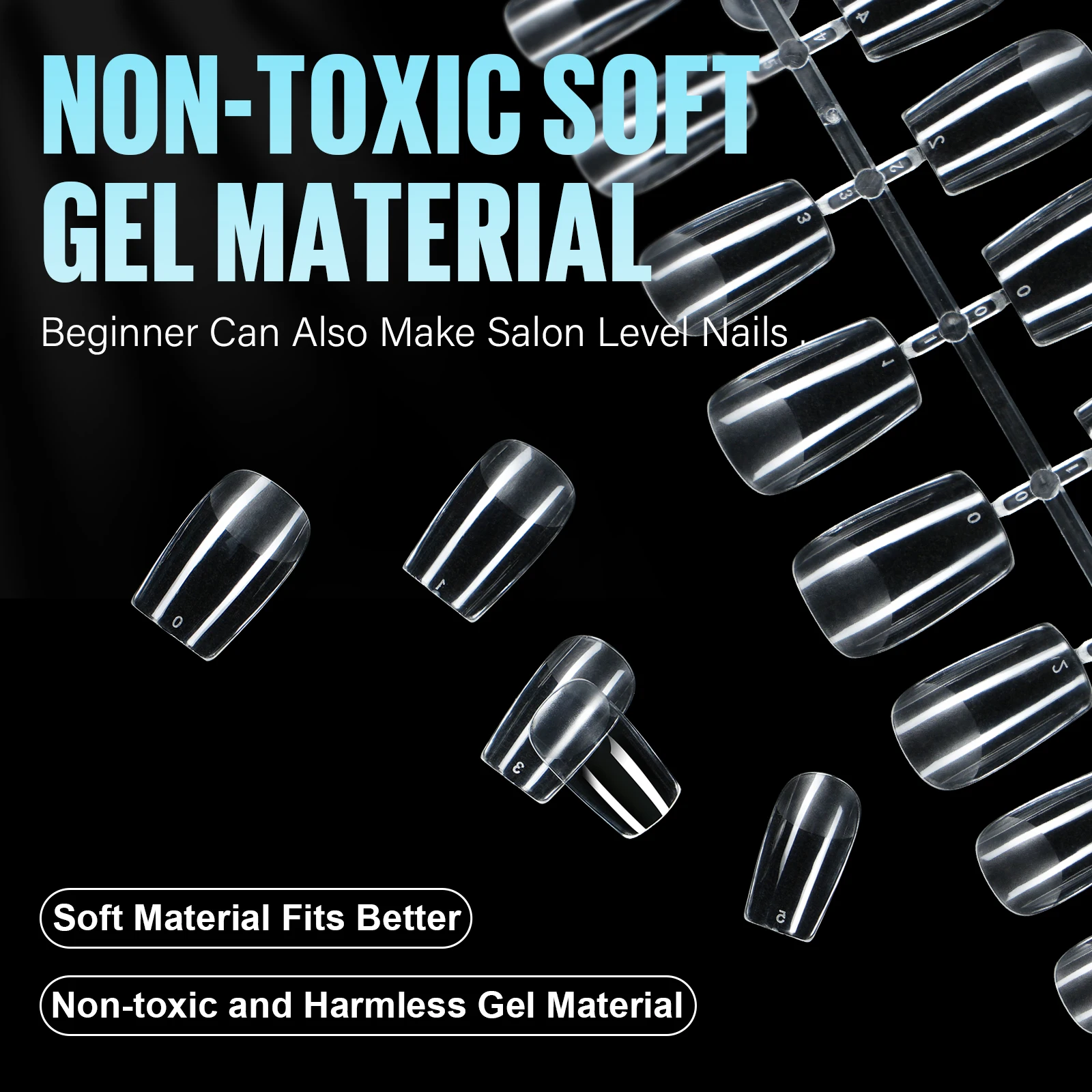 168 Mandelförmig – quadratisch – Sargform – künstliche Nägel, mit 12 halbüberzogenen Nagelspitzen der Größe, perfekt für Nagelkunst und Heimwerker