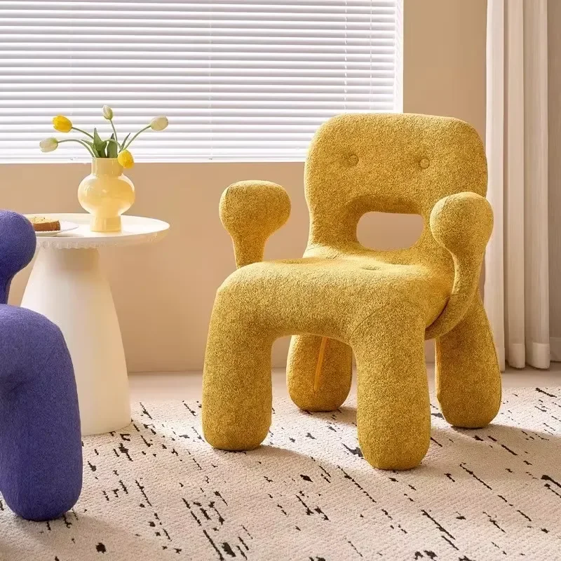 Italian style designer children smiley face gingerbread man fabric living room modern simple leisure chair
