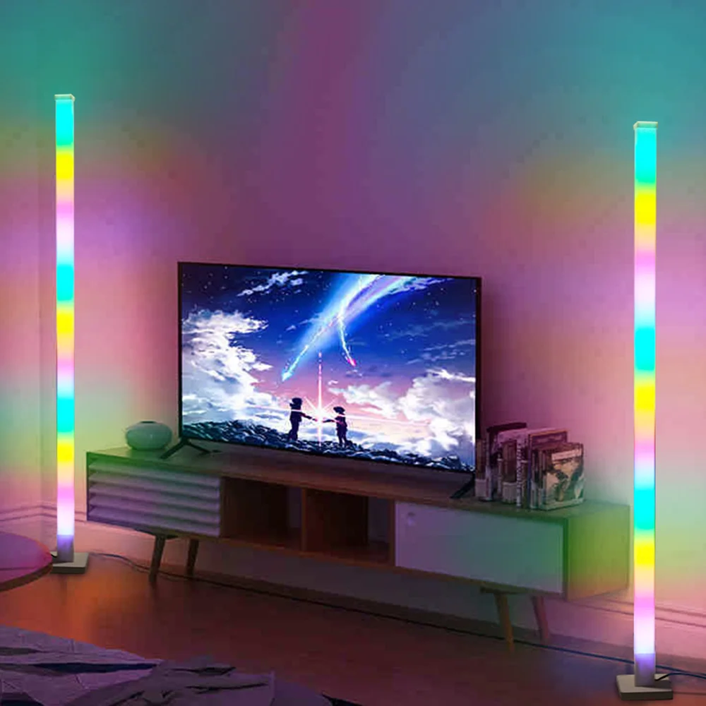 New LED Atmosphere Floor Light Standing Corner Lamp Remote Control 108cm Corner Floor Lamp Tube Contemporary USB Charing
