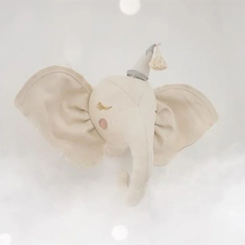 Tête d'animaux en feutre faite à la main, décor de chambre INS, jouets en peluche d'éléphant licorne, têtes d'animaux, décoration murale pour enfants, installation douce