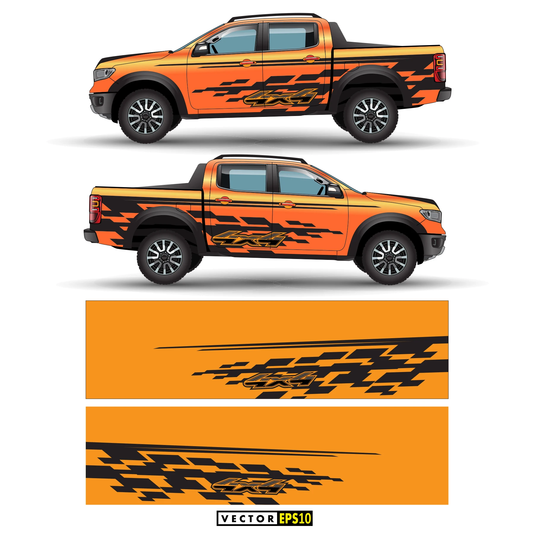 

Orange Pickup Sticker Car Full Wrap Sticker Car Decal Decorative Cut Body Racing Graphic Decal Vinyl Wrap Modern Design