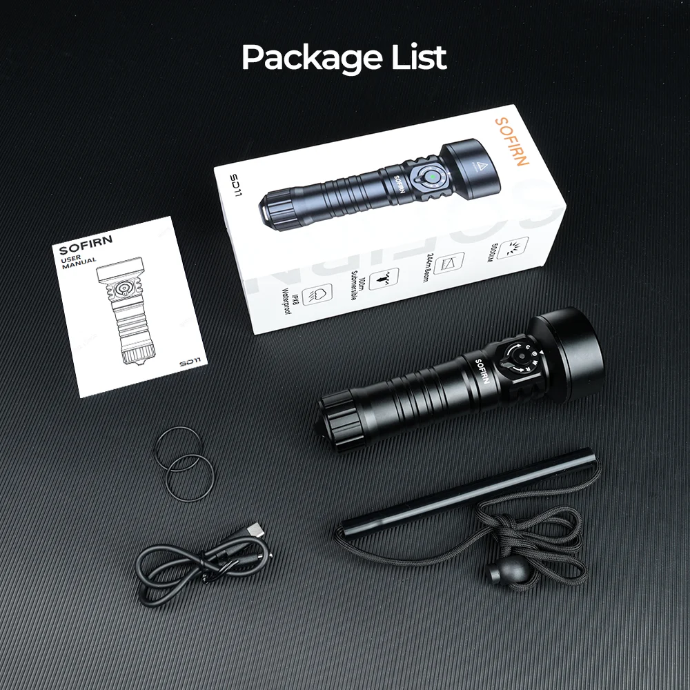 SOFIRN SD11 5000LM Tauchlampe Wiederaufladbare Taschenlampe mit 3 Lichtmodi IPX8 Wasserdicht 100m Unterwasser-Fackel zum Tauchen – Detail 7