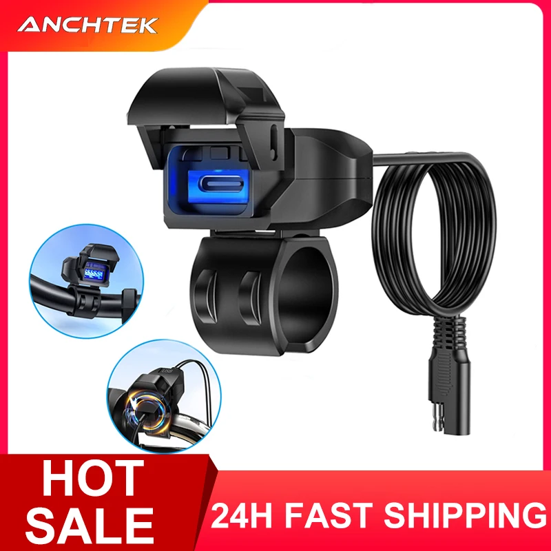 Motorcycle Vehicle-Mounted Charger Waterproof USB Adapter 12V Phone Dual USB Port Quick Charge 3.0 With Switch Moto Accessory