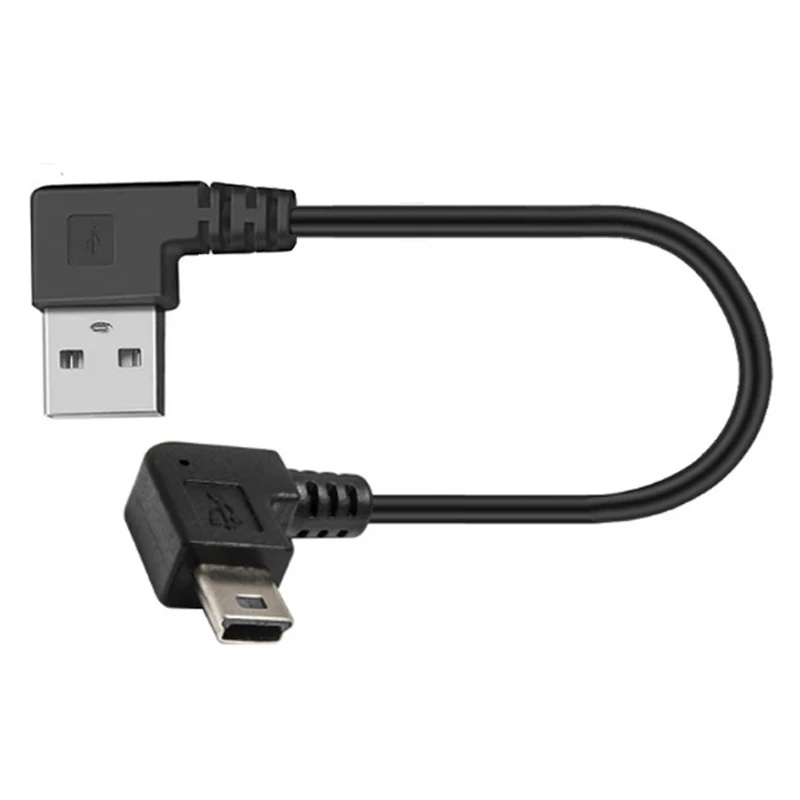 90 Degree Elbow Mini usb Data Line Left Right T-port V3 mini miniusb charging cable 0.3M 0.5m For Traffic recorder  avigator